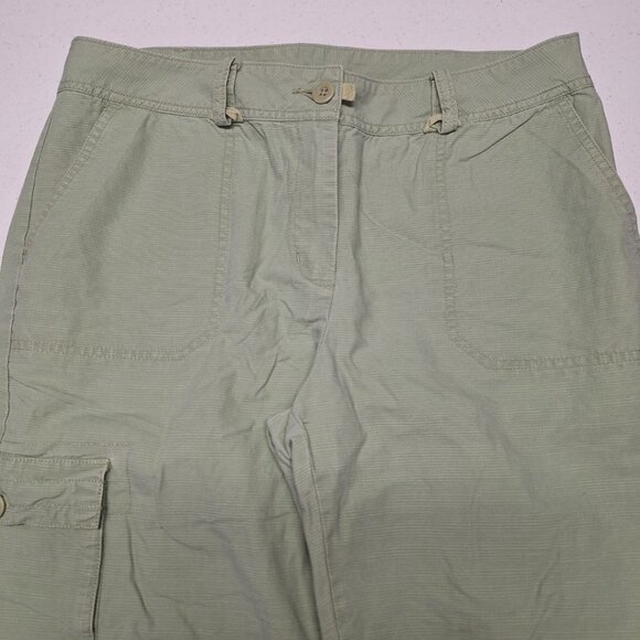 Woolrich Cropped Rolled Pants Petite Adjustable Green Buttons Womens 12 Short - Picture 2 of 10
